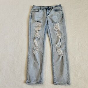 Judy Blue Boyfriend Jeans Distressed Light Wash Stretch Denim Size 7/28
